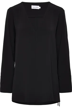 Calvin Klein Structure Twill Ls Tunic Top Black