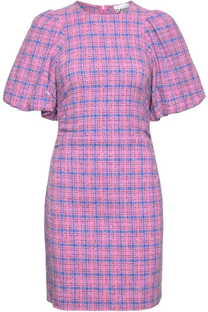 Ganni Check Suiting Mini Dress Pink
