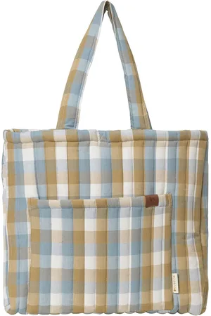 Fabelab Qulited Tote Bag - Cottage Blue Checks Patterned
