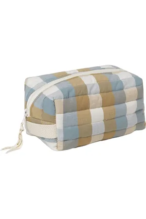Fabelab Quilted Toiletry Bag - Cottage Blue Checks Patterned