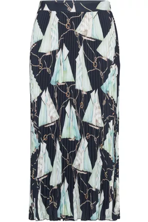 GANT Kvinder Mønstrede nederdele - Saling Print Pleated Skirt Blue