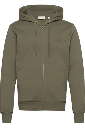GANT Reg Tonal Shield Full Zip Hoodie Khaki