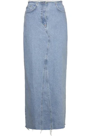MANGO Long Denim Skirt Blue