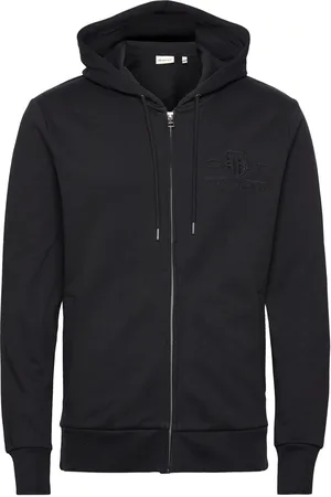 GANT Reg Tonal Shield Full Zip Hoodie Black