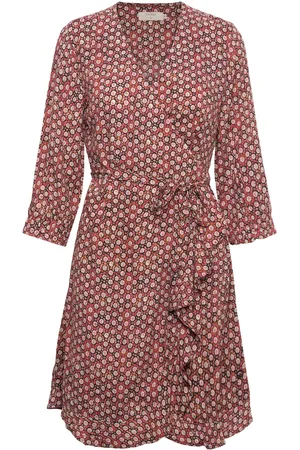 Cream Crtiah Wrap Dress - Zally Fit Brown