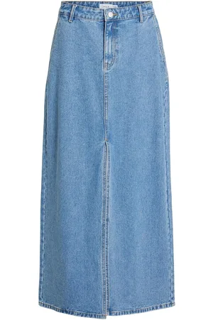 VILA Vikira Long Denim Skirt Blue