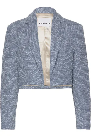 REMAIN Birger Christensen Bold Weave Short Blazer Blue