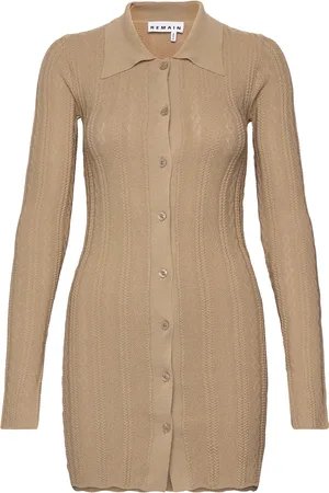 REMAIN Birger Christensen Knit Fitted Cardigan Beige