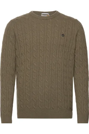 Timberland Phillips Brook Cable Crew Neck Sweater Dark Olive Khaki