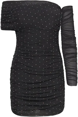 ROTATE Mesh Asymmetric Dress Black