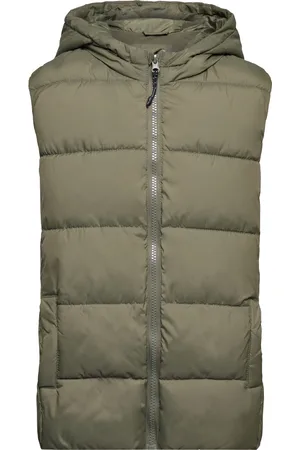 MANGO Padded Fleece Gilet Khaki