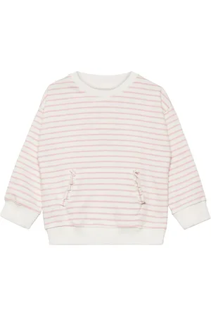 MANGO Striped Cotton-Blend Sweatshirt Pink