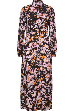 SELECTED Slfirene Ls Ankle Aop Shirt Dress Noos Black