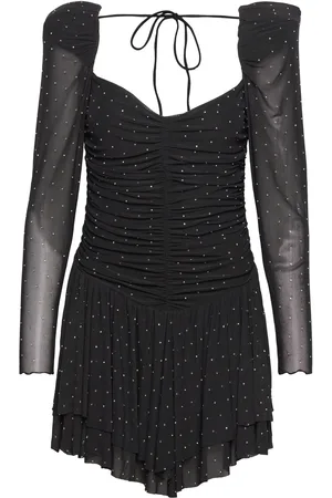 ROTATE Mesh Mini Ruffle Dress Black