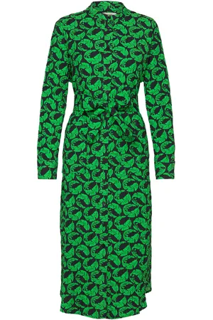Mads Norgaard Chakra Zinni Dress Aop Green