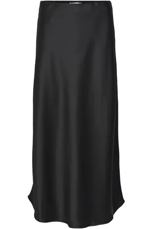 Object Objsateen Mw Ancle Skirt Div Black