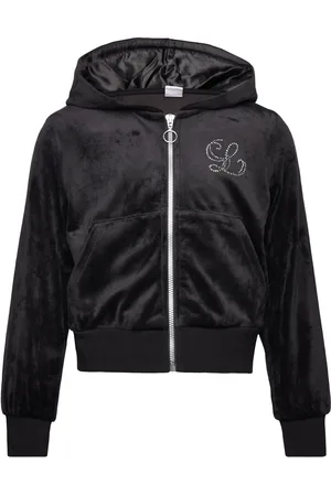 Lindex Sweater Zip Hood Velour Black