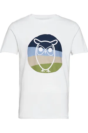 Knowledge Cotton Apparal Alder Colored Owl Tee - Gots/Vegan White