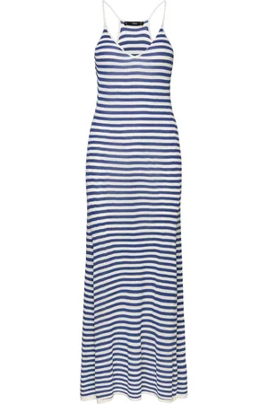 MANGO Striped Jersey Dress Blue
