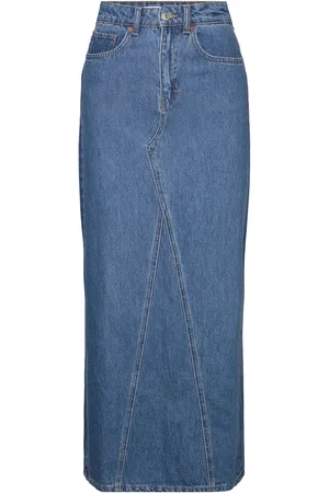 MANGO Long Denim Skirt Blue