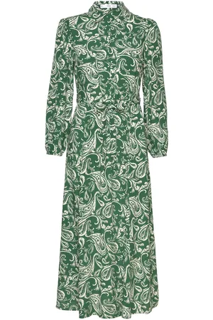 MANGO Printed Shirt Dress Green
