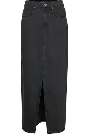 MANGO Slit Denim Skirt Grey