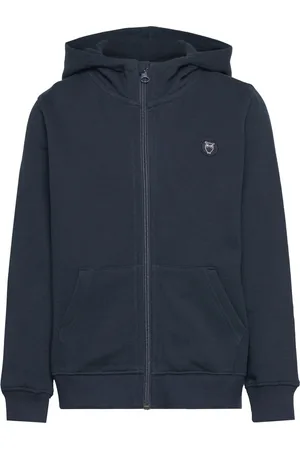 Knowledge Cotton Apparal Badge Zip Hood Sweat - Gots/Vegan Navy