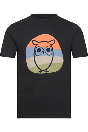 Knowledge Cotton Apparal Alder Colored Owl Tee - Gots/Vegan Black
