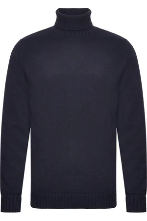 Davida Cashmere Man Chunky Roll Neck Sweater Navy