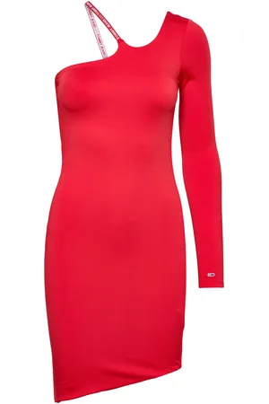 Tommy Hilfiger Tjw Logo Tape Bodycon Dress Red