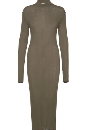 Hope Ribbed Knitted Dress Khaki