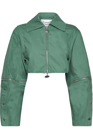 Cannari Concept Washed Twill Crop Jacket Green