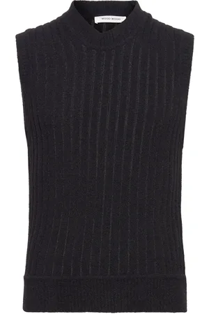 WoodWood Rasmus Sheer Stripe Vest Black