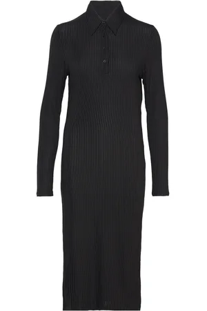 Filippa K Jersey Rib Polo Dress Black