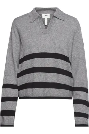 Object Objthess L/S V-Neck Knit Polo Noos Grey