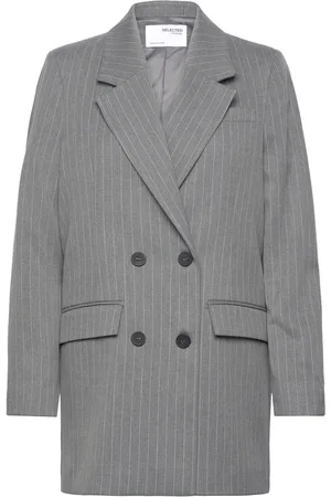 SELECTED Slfmyla Ls Relax Blazer Mgm Stripe Noos Grey