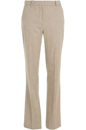 Calvin Klein Flannel Wool Slim Straight Pants Beige