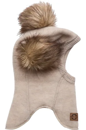 Mikk-Line Wool Fullface W. Pom Pom Beige