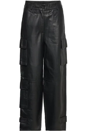 Second Female Letho Leather Cargo Trousers Black