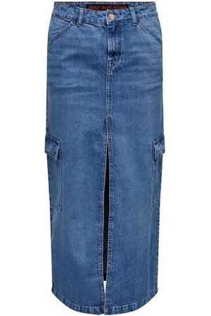 ONLY Onllorel Mw Maxi Cargo Dnm Skirt Red Cro Blue