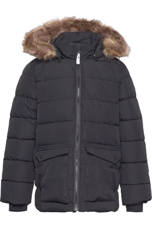 Color Kids Jacket W. Fake Fur - Long Black