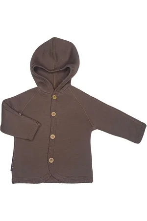 Smallstuff Cardigan Merino Wool W. Buttons And Hoodie, Rose Brown Brown