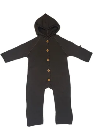 Smallstuff Jumpsuit Merino Wool W. Buttons And Hoodie, Brown Brown