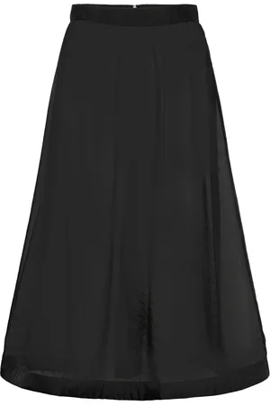 By Malina Hayden Pleated Wide Organza Midi Skirt Black
