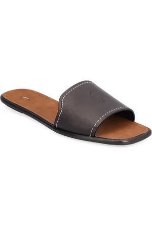 Ralph Lauren Vachetta Leather Slide Sandal Black