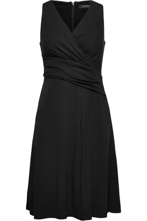 Ralph Lauren Surplice Jersey Sleeveless Dress Black
