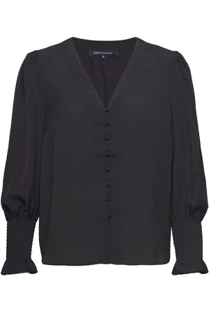 French Connection Crepe V Neck Blouse Black