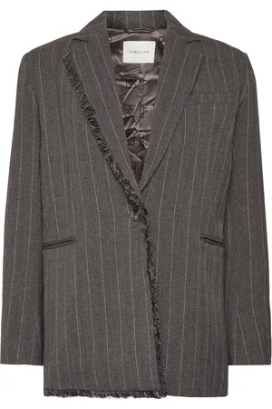 By Malina Ariana Tailored Fringe Blazer Grey