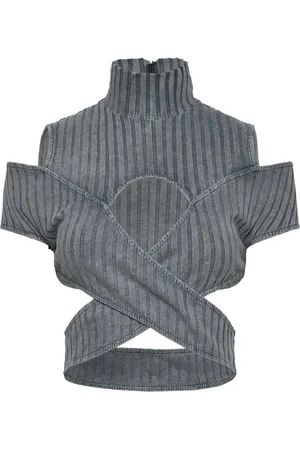 HAN Kjøbenhavn Jersey Rib Off-Shoulder Top Grey