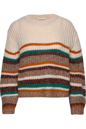TOM TAILOR Knit Colored Stripe Pullover Beige